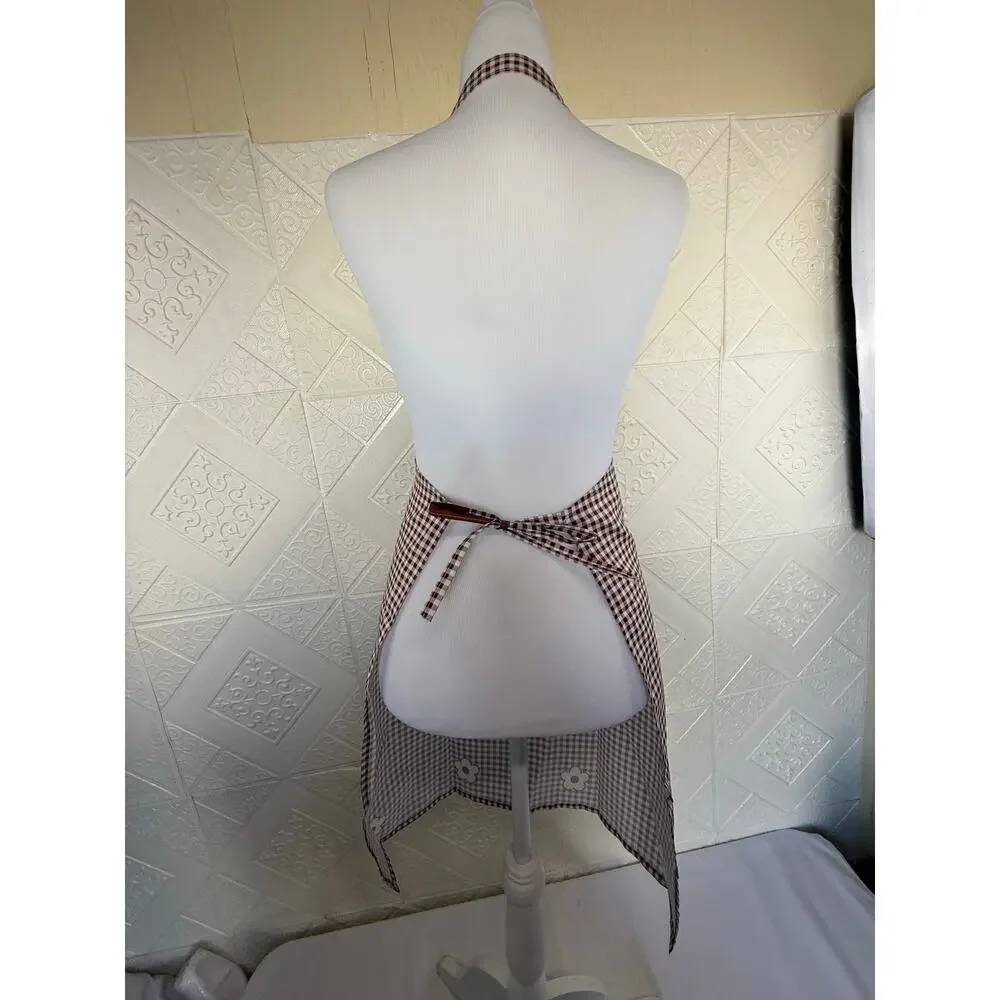 SKU2990 Bib Apron with Terrier Dog Big Pocket Brown & White NWOT